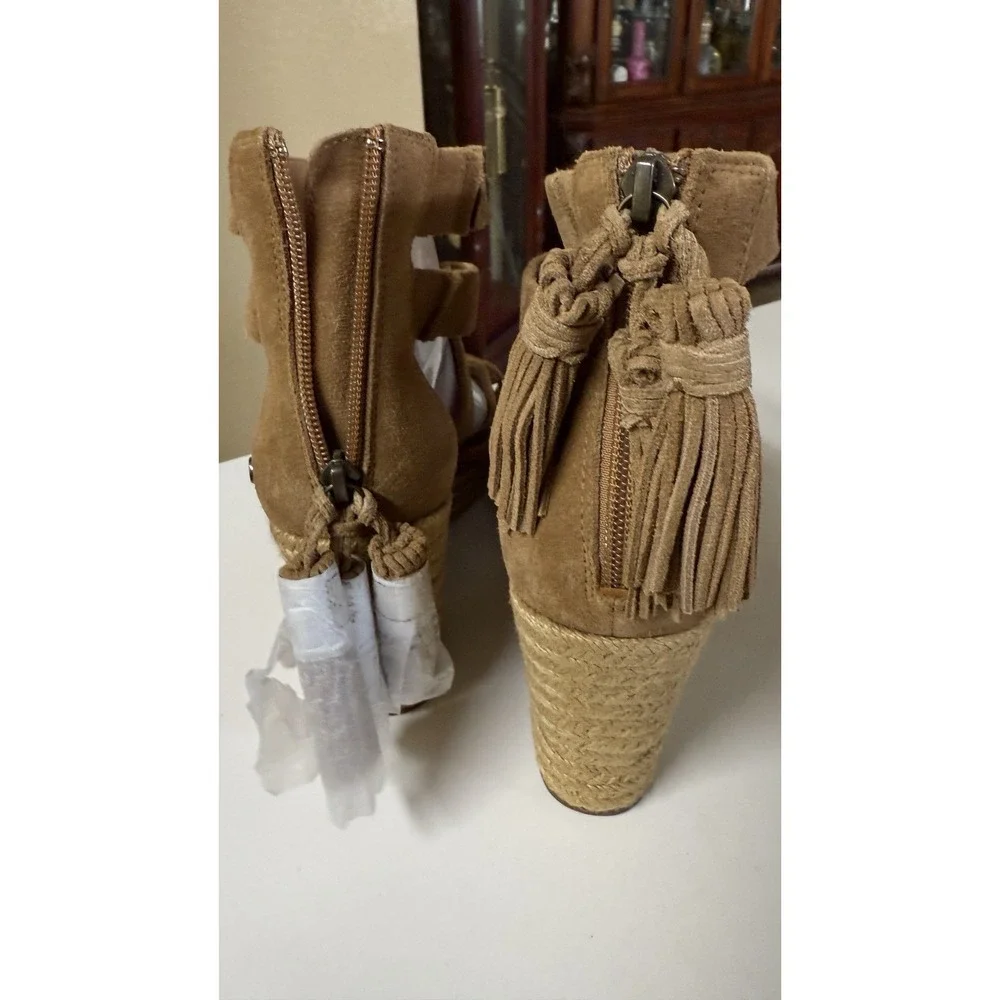 Ugg Australia Raquel Platform Espadrille Sandals Suede Tassels‎ 1019895 Chestnut